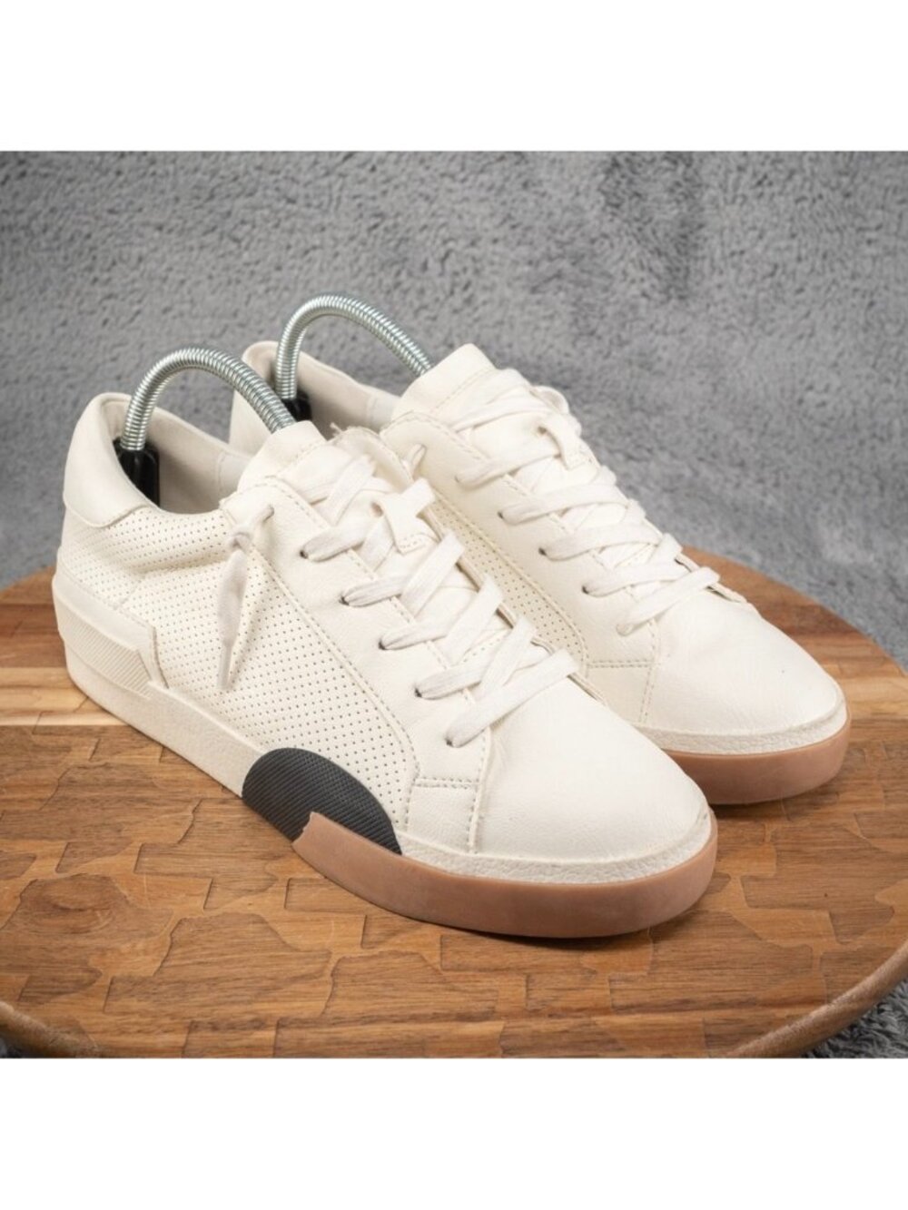 DV By Dolce Vita Womens Helix Sneakers Shoes 9.5 Medium Black White Cream Brown